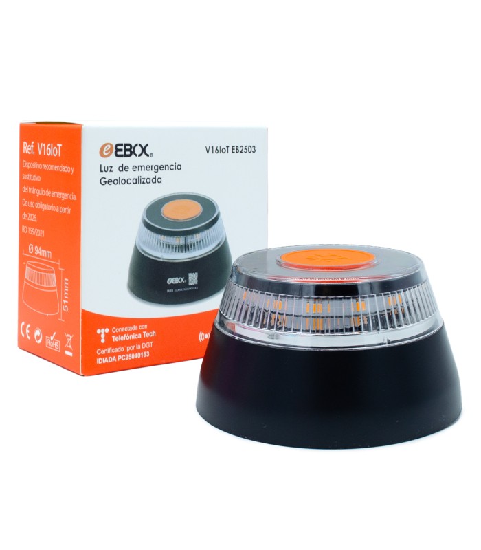 Baliza V16 Homologada DGT IoT Conectada | Luz Emergencia Coche 1 km 360° | SIM Integrada, IP54, Pila Incluida