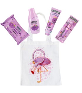 The Fruit Company Pack Regalo Moras con Bolsa de Tela Reutilizable, Colonia 40 ml, Crema de Manos, Aceite Labial y Toallitas
