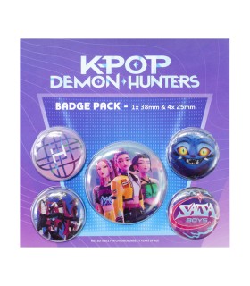 Pack 5 Chapas K-Pop Demon Hunters Oficial | Diseños Exclusivos con Licencia para Mochilas, Ropa o Bolsos – Ideal para Fans