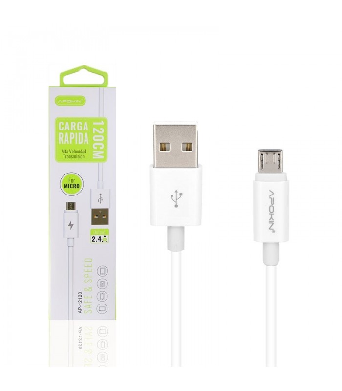 Cable de Datos y Carga APOKIN USB 2.0 a micro USB Carga Rápida 1.2m