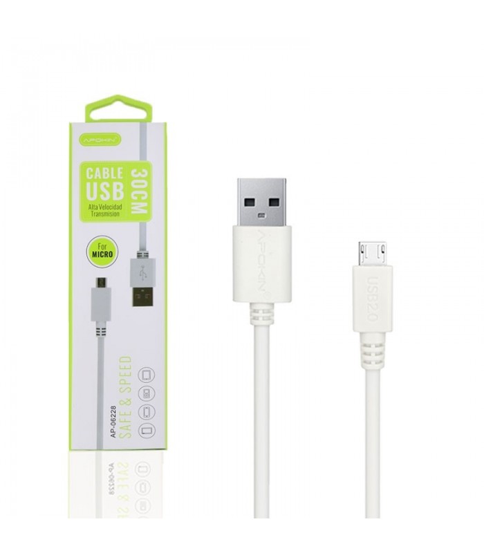 Cable de Datos y Carga APOKIN USB 2.0 a micro USB Carga Rápida 30cm