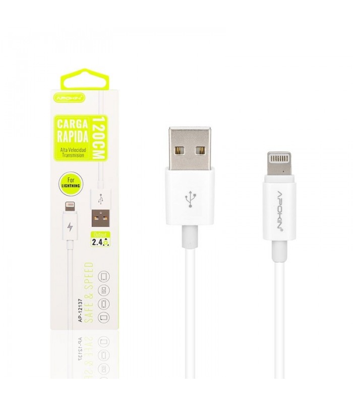 Cable de Datos y Carga APOKIN USB 2.0 a Lightning Carga Rápida 1.2m
