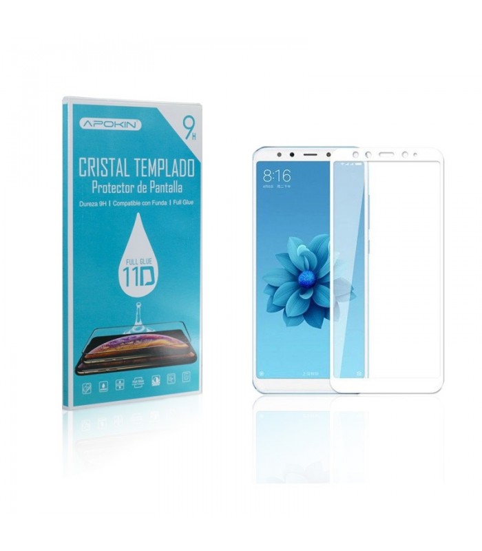 Cristal templado Full Glue 11D Premium Xiaomi Mi A2 Protector de Pantalla Curvo Blanco